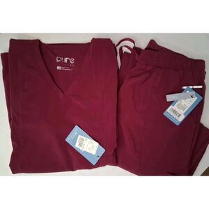 Maevn Women's Scrub Pants Cargo Pockets‎ Size MT, Top 2XL Maroon NEW